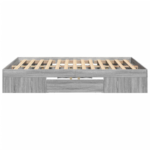 vidaXL Bed Frame without Mattress Grey Sonoma 135x190 cm Double Engineered Wood