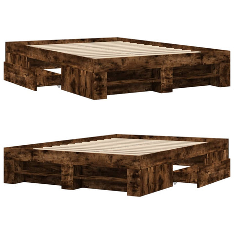 vidaXL Bed Frame without Mattress Smoked Oak 120x190 cm Small Double Engineered Wood