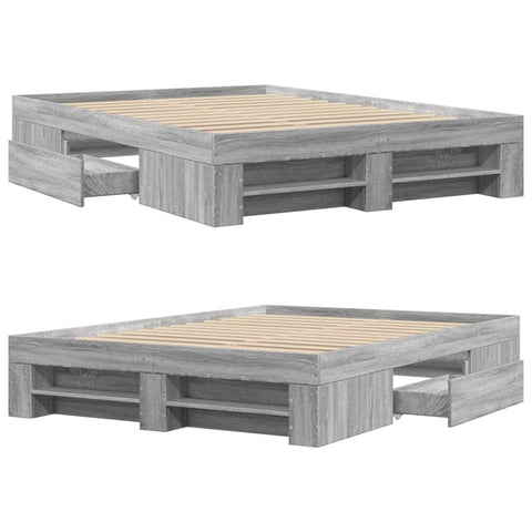 vidaXL Bed Frame without Mattress Grey Sonoma 120x190 cm Small Double Engineered Wood