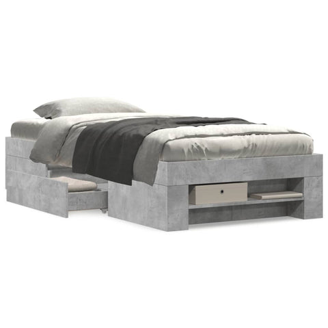 vidaXL Bed Frame without Mattress Concrete Grey 90x190cm Engineered Wood