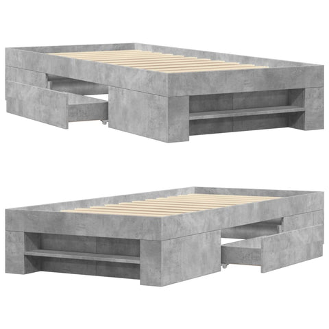 vidaXL Bed Frame without Mattress Concrete Grey 90x190cm Engineered Wood