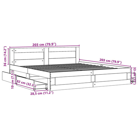 vidaXL Bed Frame with Headboard without Mattress White 200x200 cm