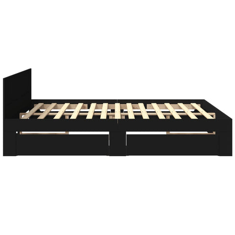 vidaXL Bed Frame with Headboard without Mattress Black 180x200 cm Super King