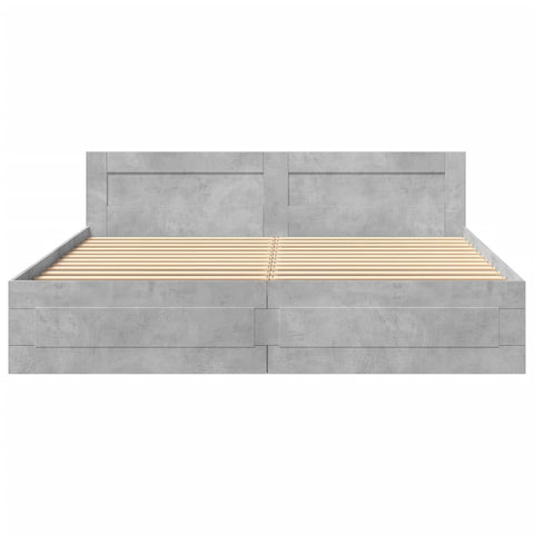vidaXL Bed Frame with Headboard without Mattress Concrete Grey 180x200 cm Super King