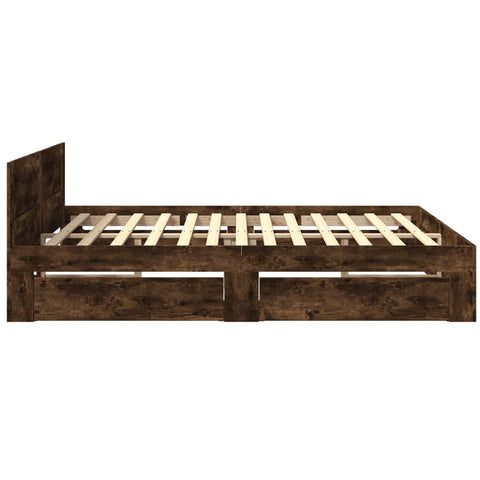 vidaXL Bed Frame with Headboard without Mattress Smoked Oak 180x200 cm Super King