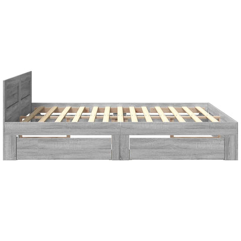 vidaXL Bed Frame with Headboard without Mattress Grey Sonoma 180x200 cm Super King