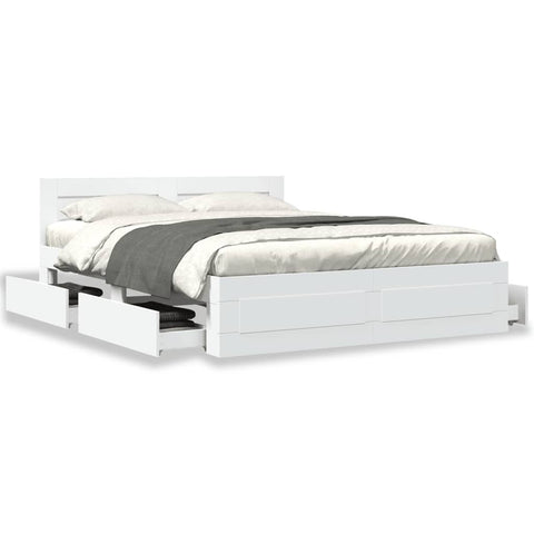 vidaXL Bed Frame with Headboard without Mattress White 160x200 cm