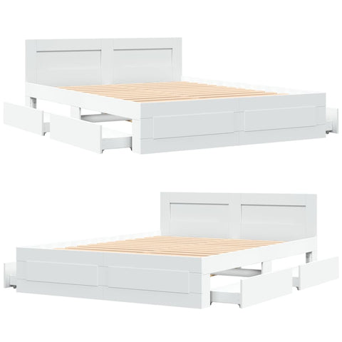 vidaXL Bed Frame with Headboard without Mattress White 160x200 cm