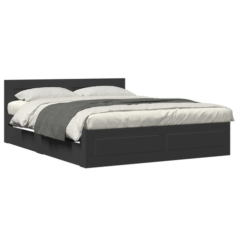 vidaXL Bed Frame with Headboard without Mattress Black 160x200 cm