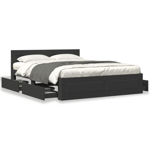 vidaXL Bed Frame with Headboard without Mattress Black 160x200 cm