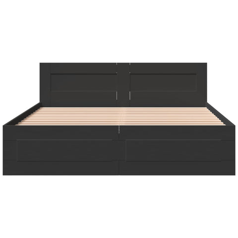 vidaXL Bed Frame with Headboard without Mattress Black 160x200 cm