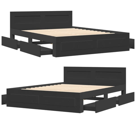 vidaXL Bed Frame with Headboard without Mattress Black 160x200 cm