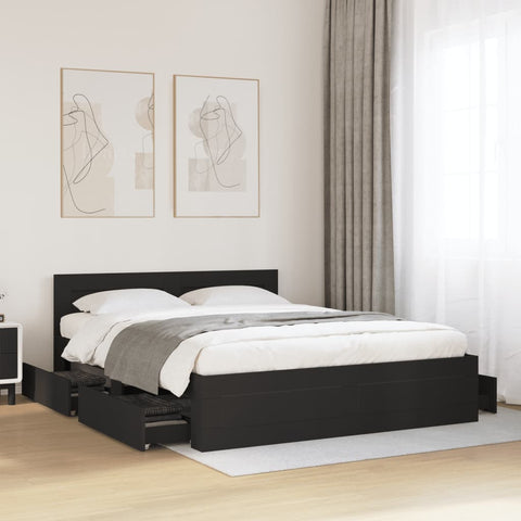 vidaXL Bed Frame with Headboard without Mattress Black 160x200 cm