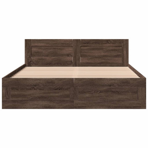 vidaXL Bed Frame with Headboard without Mattress Brown Oak 160x200 cm