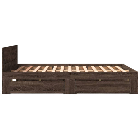 vidaXL Bed Frame with Headboard without Mattress Brown Oak 160x200 cm