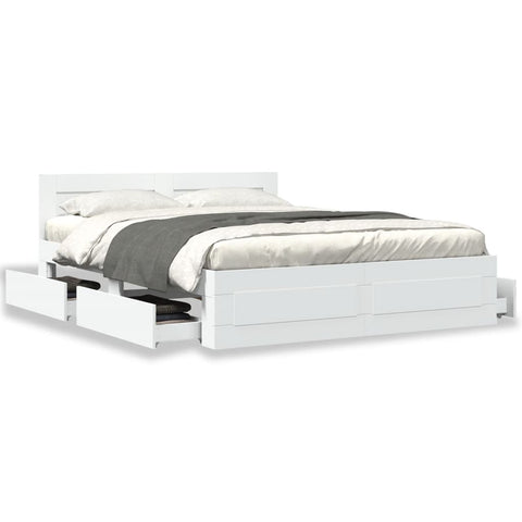 vidaXL Bed Frame with Headboard without Mattress White 150x200 cm King Size