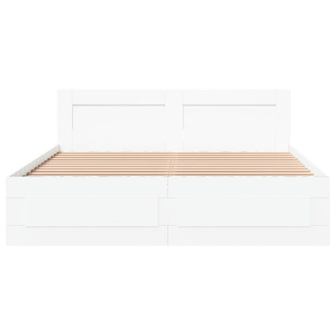vidaXL Bed Frame with Headboard without Mattress White 150x200 cm King Size