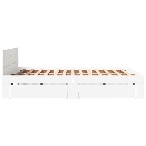vidaXL Bed Frame with Headboard without Mattress White 150x200 cm King Size
