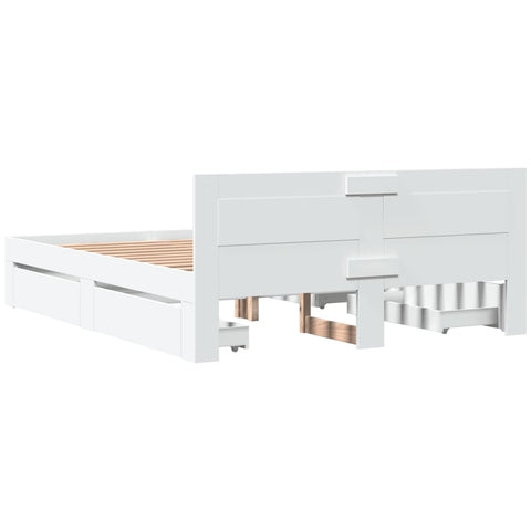 vidaXL Bed Frame with Headboard without Mattress White 150x200 cm King Size