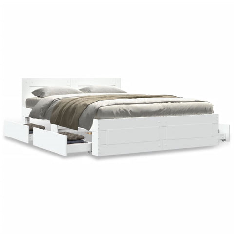 vidaXL Bed Frame with Headboard without Mattress White 140x200 cm