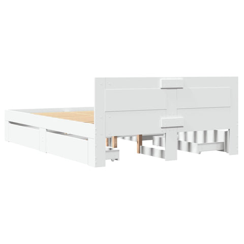 vidaXL Bed Frame with Headboard without Mattress White 140x200 cm