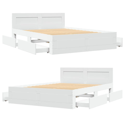 vidaXL Bed Frame with Headboard without Mattress White 140x200 cm