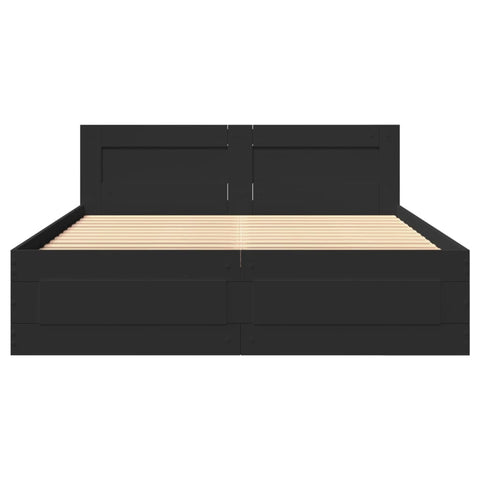 vidaXL Bed Frame with Headboard without Mattress Black 120x200 cm