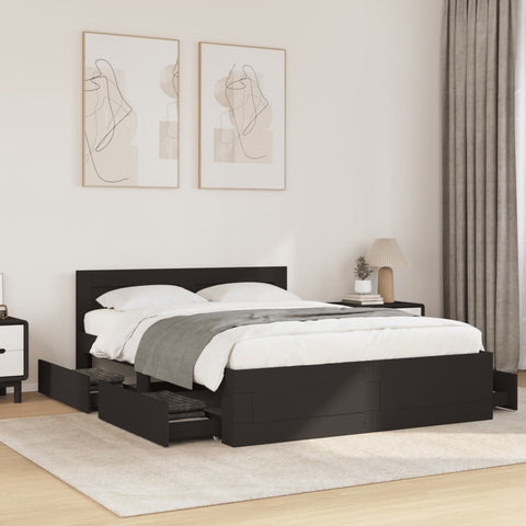 vidaXL Bed Frame with Headboard without Mattress Black 120x200 cm