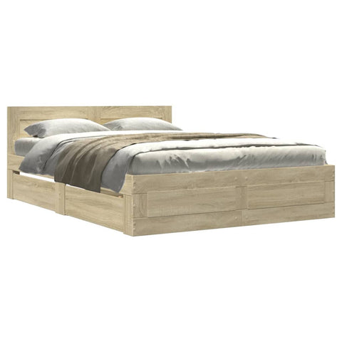 vidaXL Bed Frame with Headboard without Mattress Sonoma Oak 120x200 cm