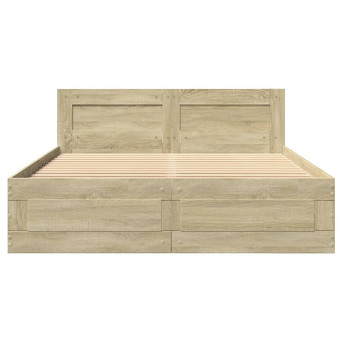 vidaXL Bed Frame with Headboard without Mattress Sonoma Oak 120x200 cm