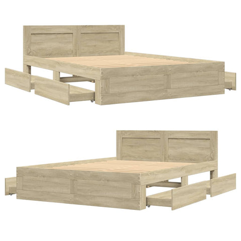 vidaXL Bed Frame with Headboard without Mattress Sonoma Oak 120x200 cm