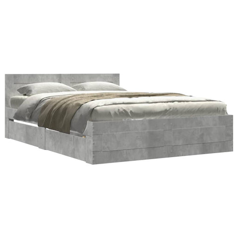 vidaXL Bed Frame with Headboard without Mattress Concrete Grey 120x200 cm