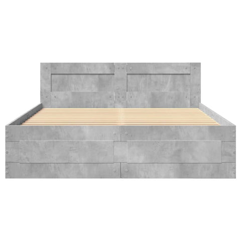 vidaXL Bed Frame with Headboard without Mattress Concrete Grey 120x200 cm