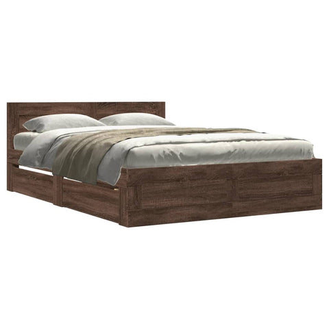 vidaXL Bed Frame with Headboard without Mattress Brown Oak 120x200 cm