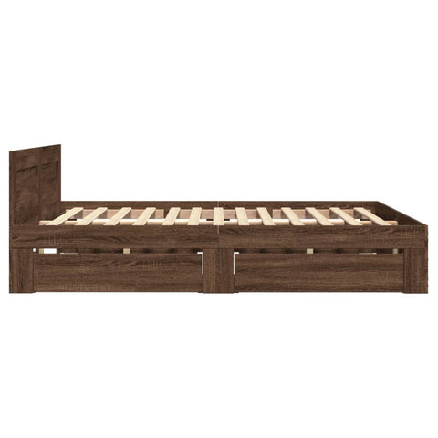 vidaXL Bed Frame with Headboard without Mattress Brown Oak 120x200 cm