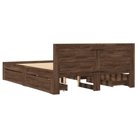 vidaXL Bed Frame with Headboard without Mattress Brown Oak 120x200 cm