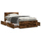 vidaXL Bed Frame with Headboard without Mattress Smoked Oak 100x200 cm
