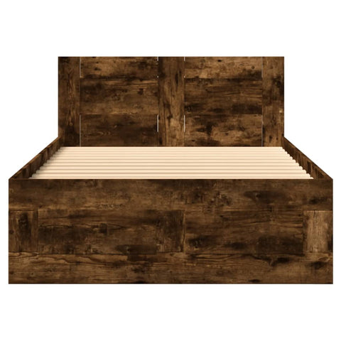 vidaXL Bed Frame with Headboard without Mattress Smoked Oak 100x200 cm