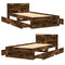 vidaXL Bed Frame with Headboard without Mattress Smoked Oak 100x200 cm