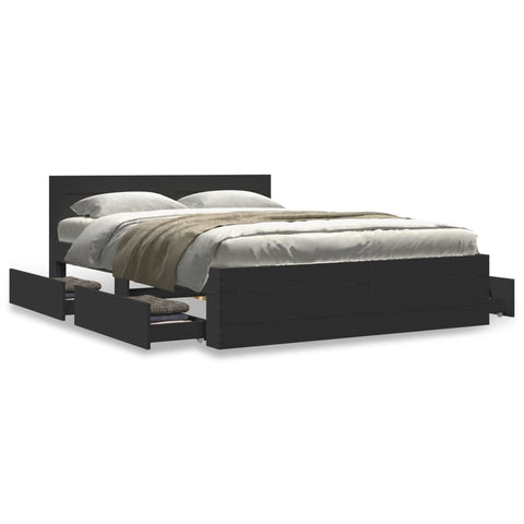 vidaXL Bed Frame with Headboard without Mattress Black 120x190 cm Small Double
