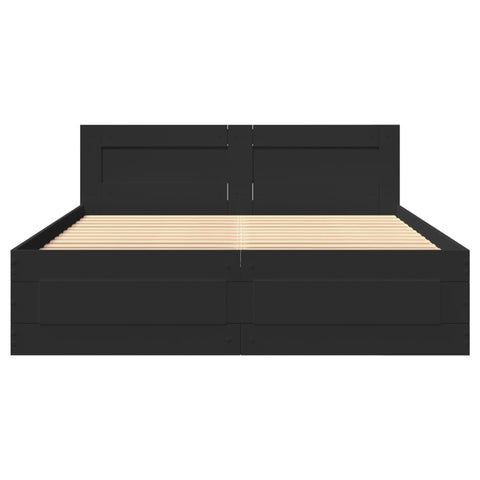 vidaXL Bed Frame with Headboard without Mattress Black 120x190 cm Small Double