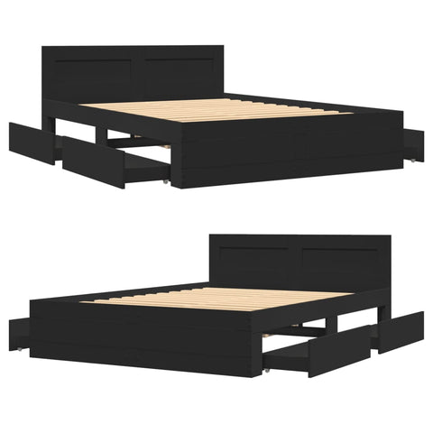 vidaXL Bed Frame with Headboard without Mattress Black 120x190 cm Small Double