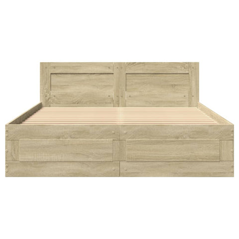 vidaXL Bed Frame with Headboard without Mattress Sonoma Oak 120x190 cm Small Double