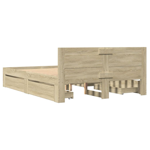vidaXL Bed Frame with Headboard without Mattress Sonoma Oak 120x190 cm Small Double