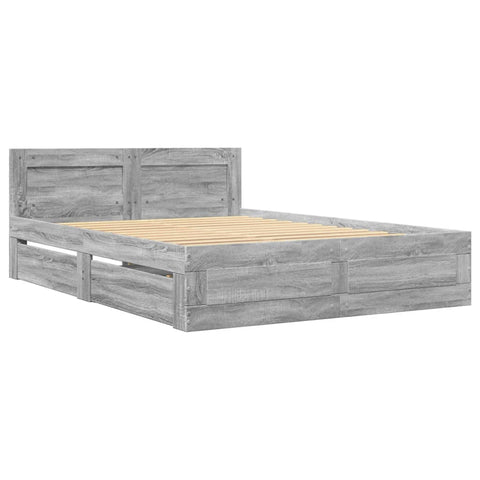 vidaXL Bed Frame with Headboard without Mattress Grey Sonoma 120x190 cm Small Double