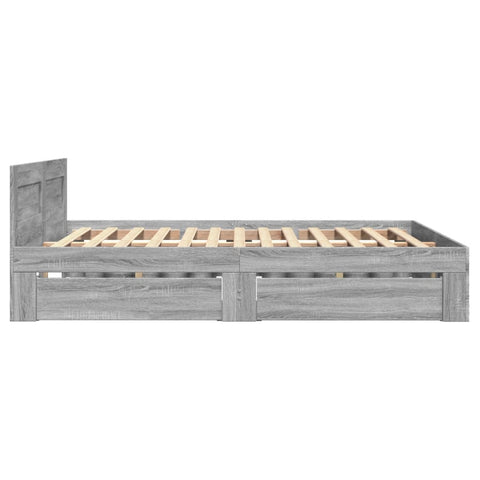 vidaXL Bed Frame with Headboard without Mattress Grey Sonoma 120x190 cm Small Double