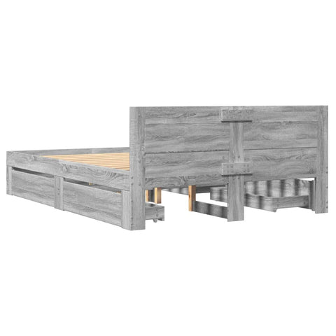 vidaXL Bed Frame with Headboard without Mattress Grey Sonoma 120x190 cm Small Double