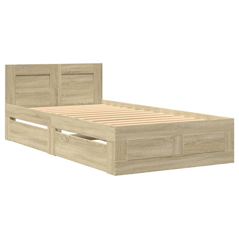 vidaXL Bed Frame with Headboard without Mattress Sonoma Oak 90x190 cm Single