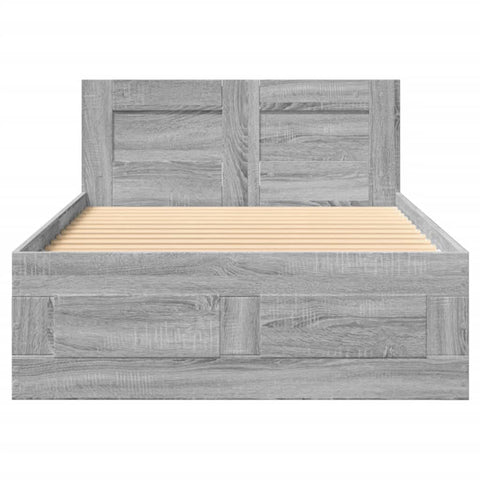 vidaXL Bed Frame with Headboard without Mattress Grey Sonoma 90x190 cm Single