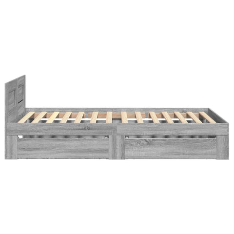 vidaXL Bed Frame with Headboard without Mattress Grey Sonoma 90x190 cm Single